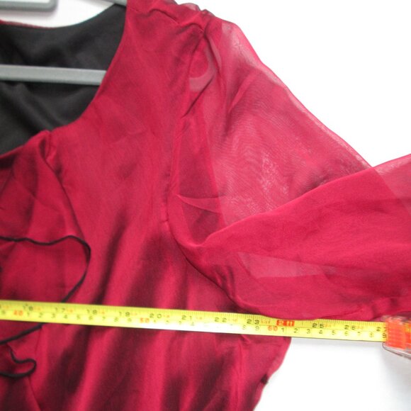 Collection Dressbarn womens Sz 22W red ruffle blouse top long sleeve witchy Y2K - Picture 8 of 12